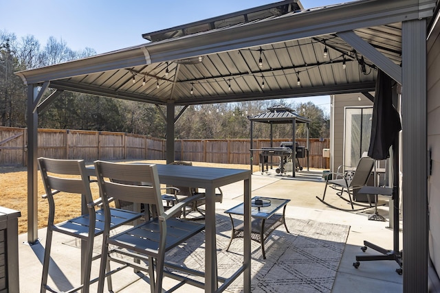 view of patio / terrace featuring a gazebo