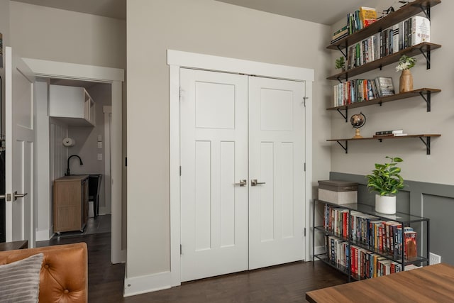 interior space featuring dark hardwood / wood-style flooring