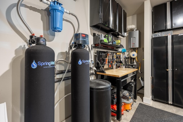 utility room with water heater