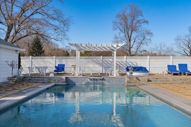 view of swimming pool with a pergola