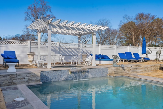 view of pool with a patio, a jacuzzi, and a pergola