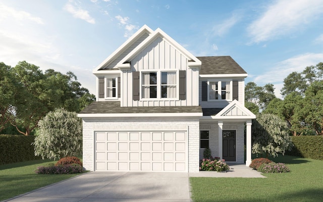 view of front of home featuring a garage and a front yard