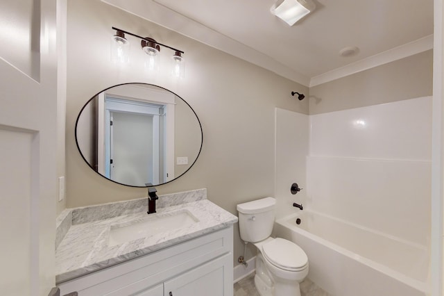 full bathroom featuring vanity,  shower combination, and toilet