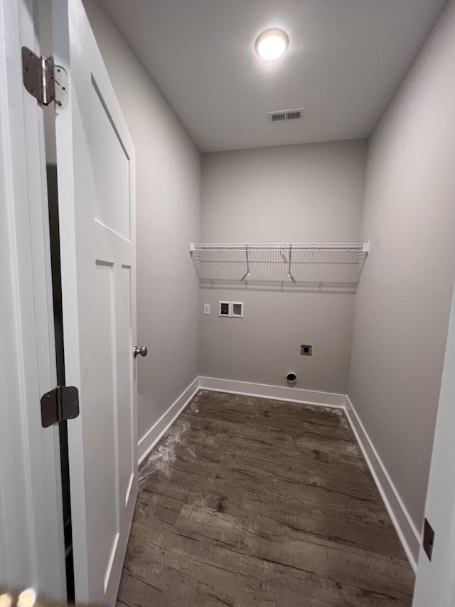 159 Rock Bridge Dr, Ringgold, GA 30736 - laundry room with dark wood finished floors, washer hookup, baseboards, and hookup for an electric dryer