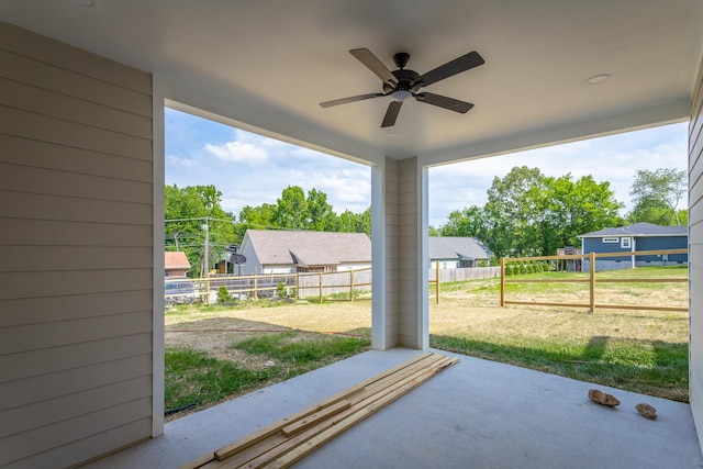 view of patio / terrace featuring ceiling fan