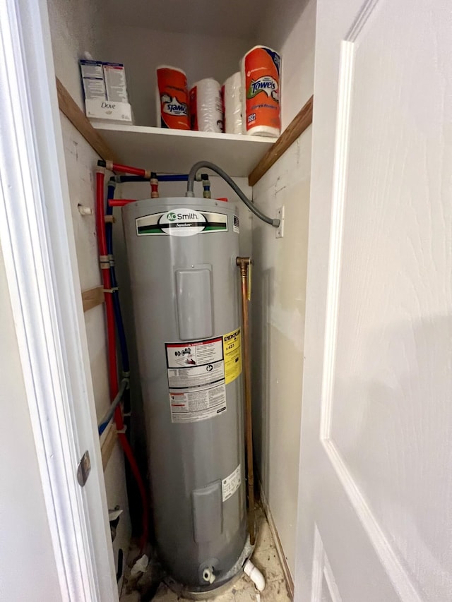 utility room featuring electric water heater