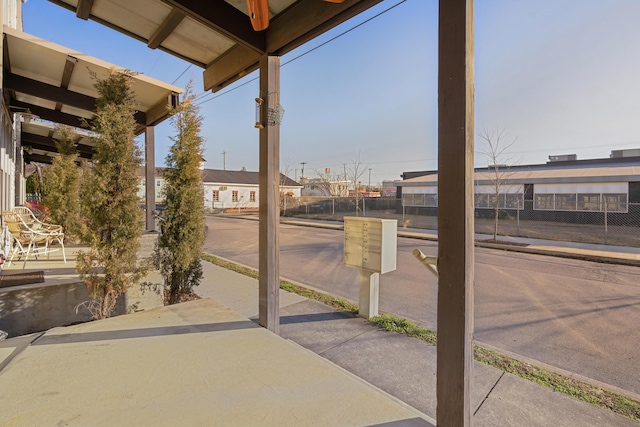 view of patio with mail boxes