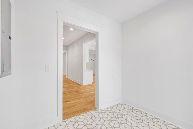 unfurnished room with light hardwood / wood-style flooring