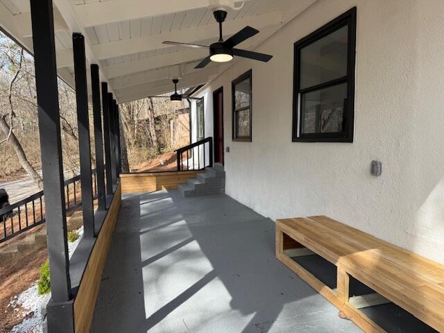 view of patio with a ceiling fan