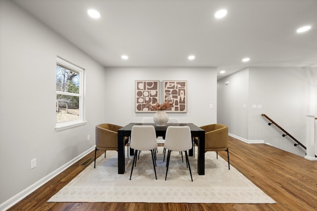 dining room with light wood-type flooring