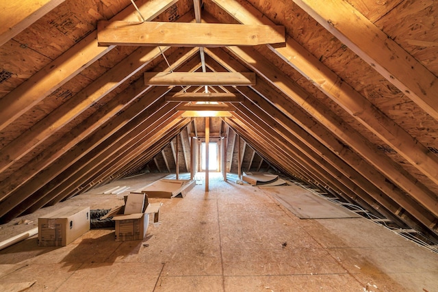 view of unfinished attic