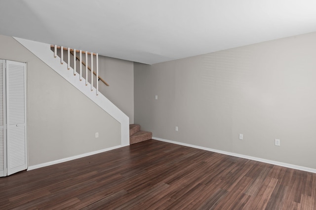 unfurnished living room featuring dark hardwood / wood-style flooring