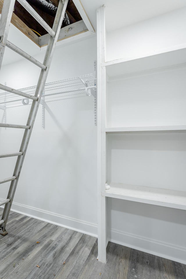 spacious closet featuring hardwood / wood-style floors