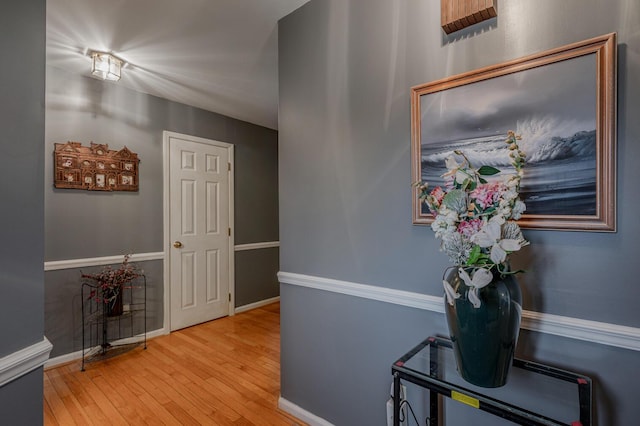 corridor featuring light hardwood / wood-style flooring