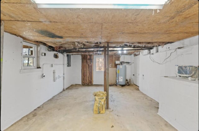 basement featuring water heater