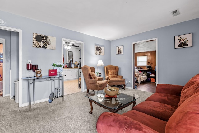 living room with carpet flooring