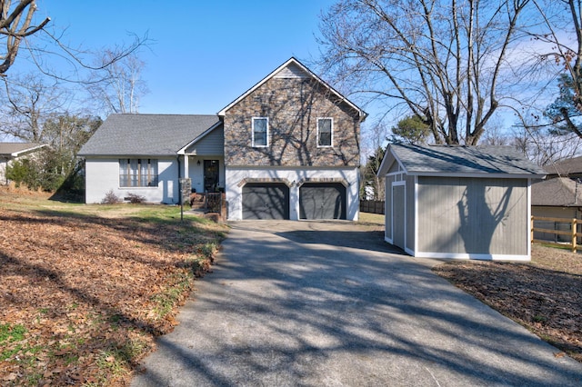 view of front of home with a garage