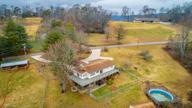 drone / aerial view with a rural view