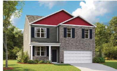 craftsman inspired home featuring a garage and a front lawn