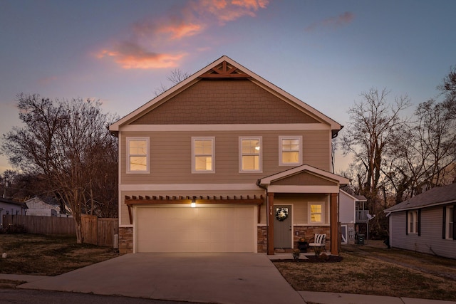 view of front of house with a garage