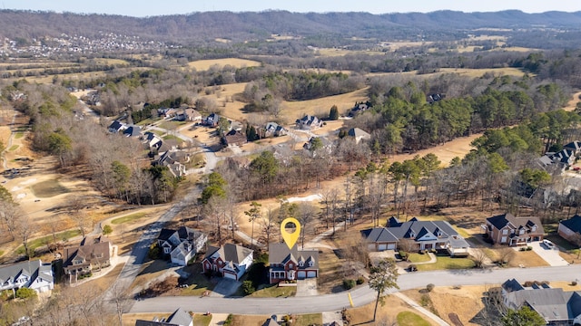 bird's eye view with a mountain view