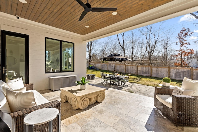 view of patio / terrace with outdoor lounge area and ceiling fan