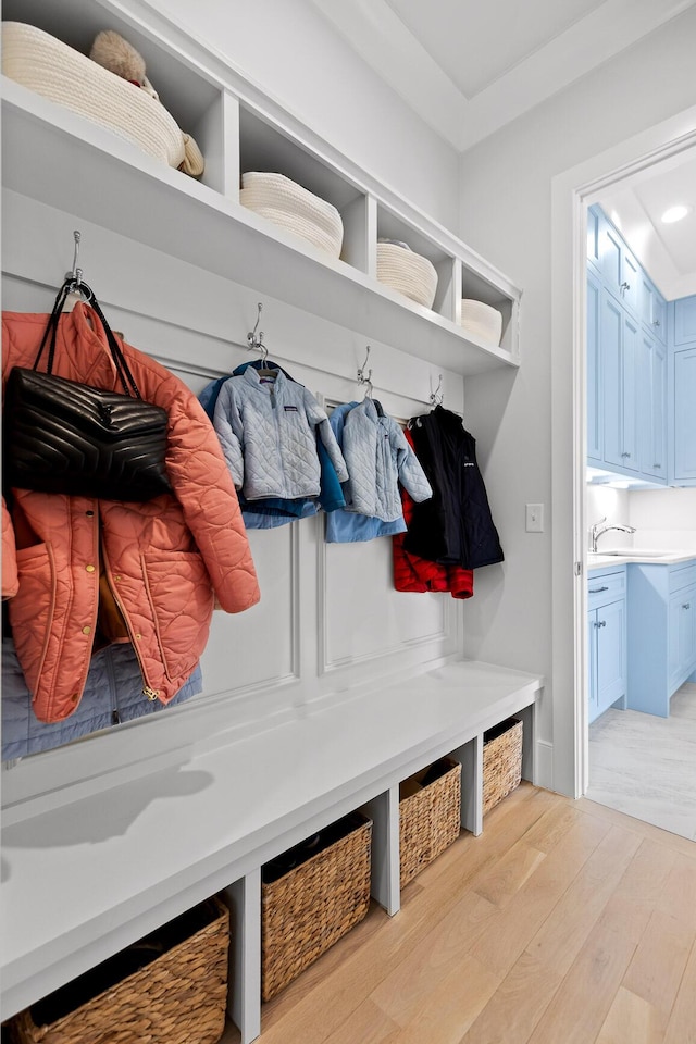 mudroom featuring light hardwood / wood-style flooring