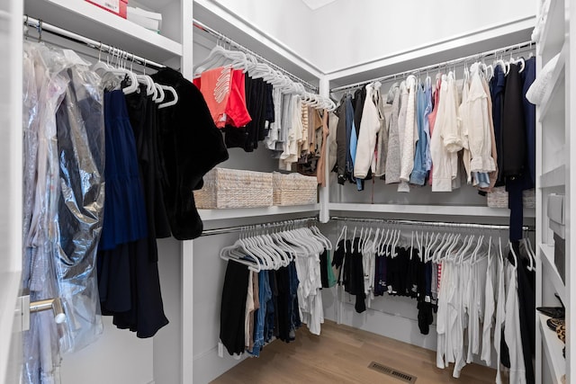 spacious closet featuring hardwood / wood-style flooring