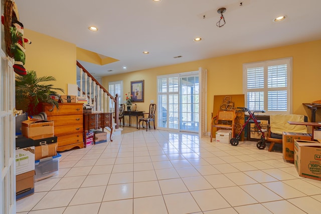 interior space with light tile patterned flooring