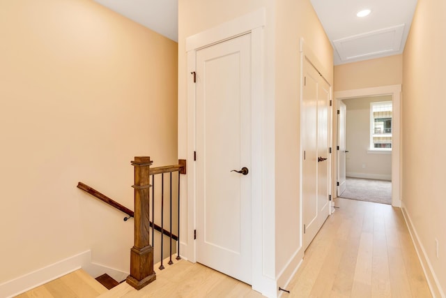 corridor featuring light wood-type flooring