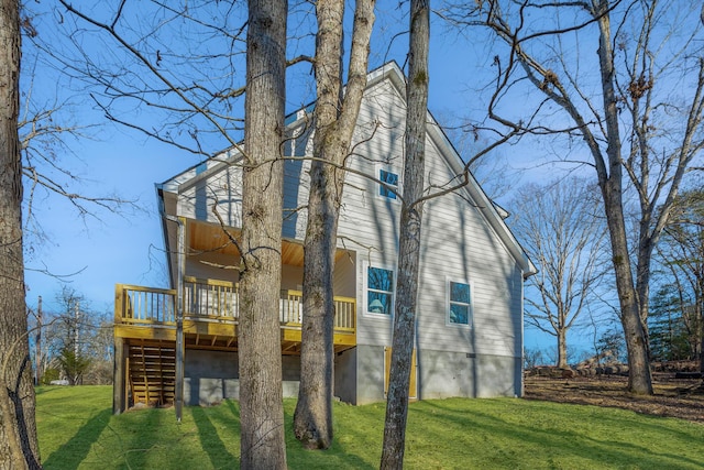 exterior space featuring a yard and a deck