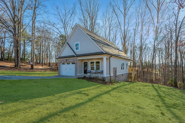 view of home's exterior with a lawn