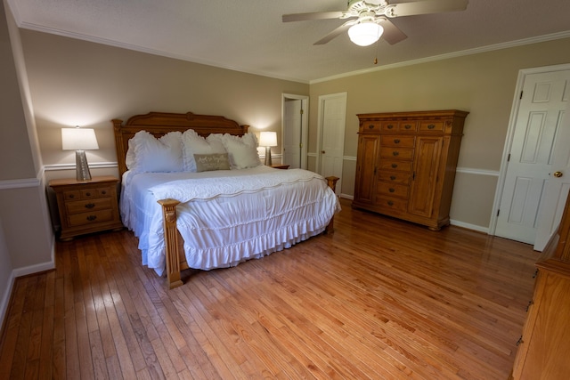 446 Jamestown Rd, Menlo, GA 30731 - bedroom with hardwood / wood-style flooring, ornamental molding, and ceiling fan