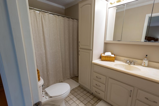 446 Jamestown Rd, Menlo, GA 30731 - bathroom with crown molding, toilet, tile patterned floors, and vanity