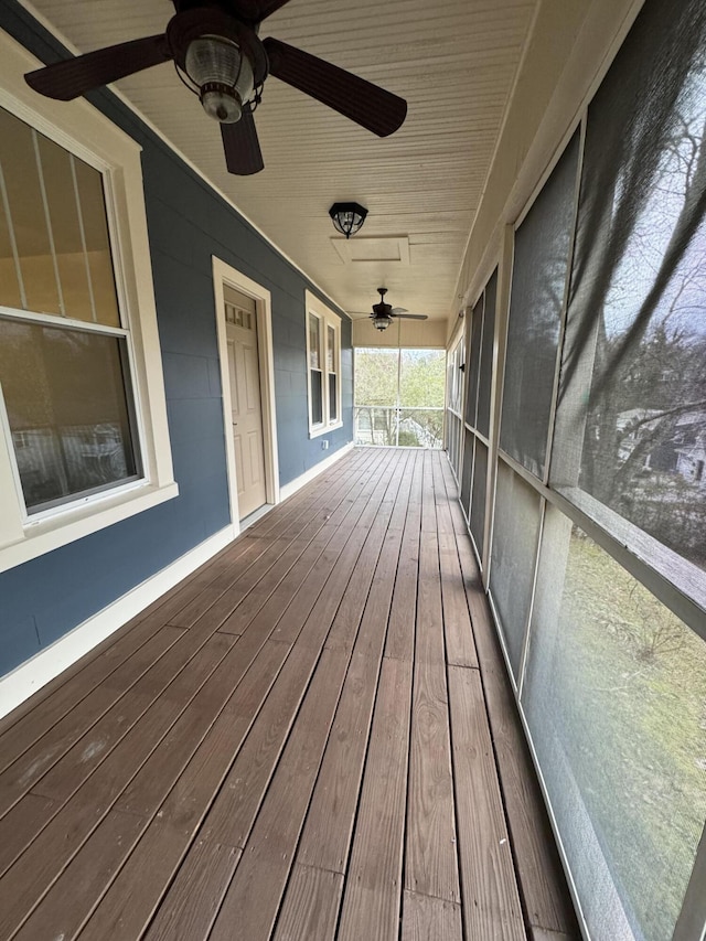 deck featuring ceiling fan