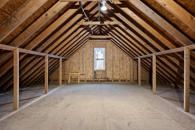 view of unfinished attic