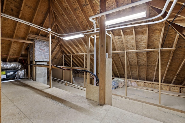 view of unfinished attic