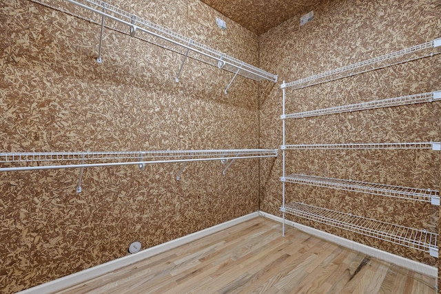 walk in closet featuring wood finished floors