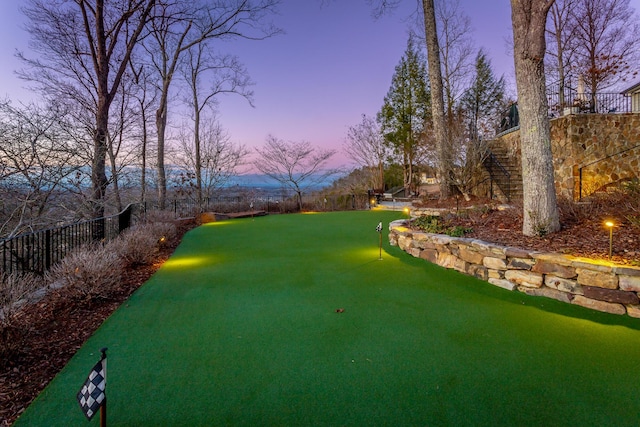 view of yard at dusk