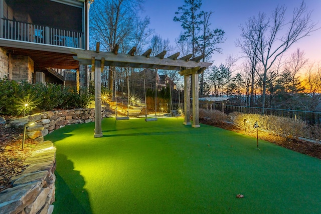 exterior space with a pergola