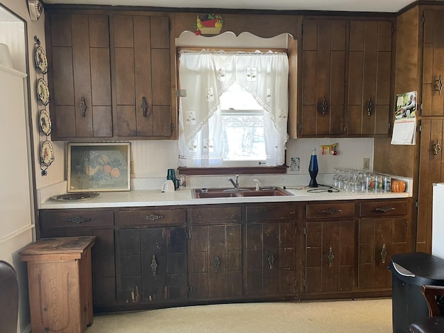 kitchen featuring dark brown cabinets and sink