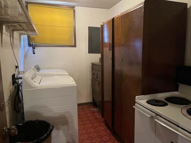 clothes washing area featuring washer hookup and electric panel