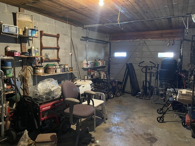 basement with wooden ceiling