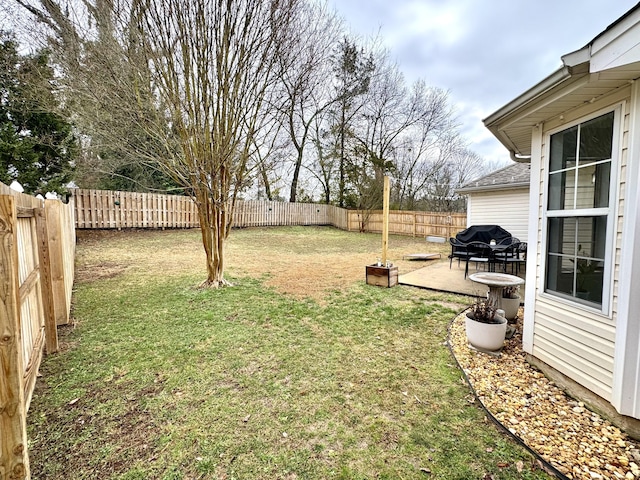 view of yard with a patio area