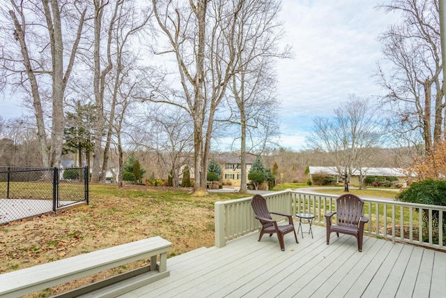 deck featuring a yard