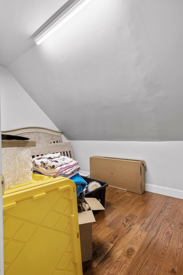 interior space with lofted ceiling and wood-type flooring