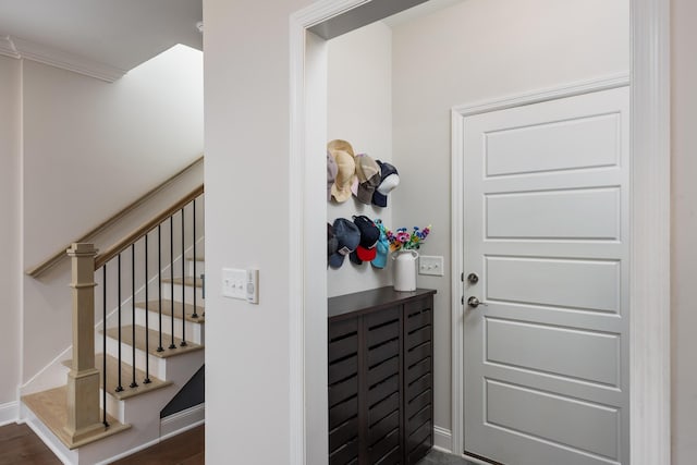 foyer featuring dark hardwood / wood-style floors