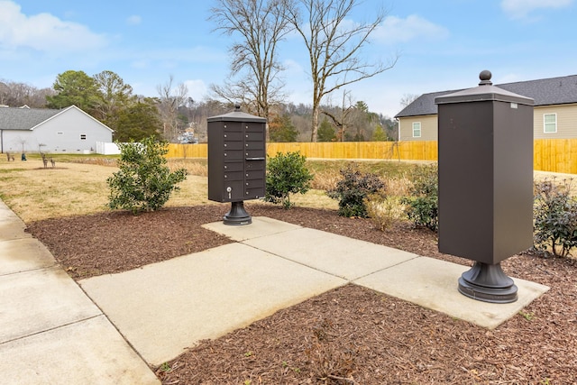 view of patio / terrace featuring a mail area