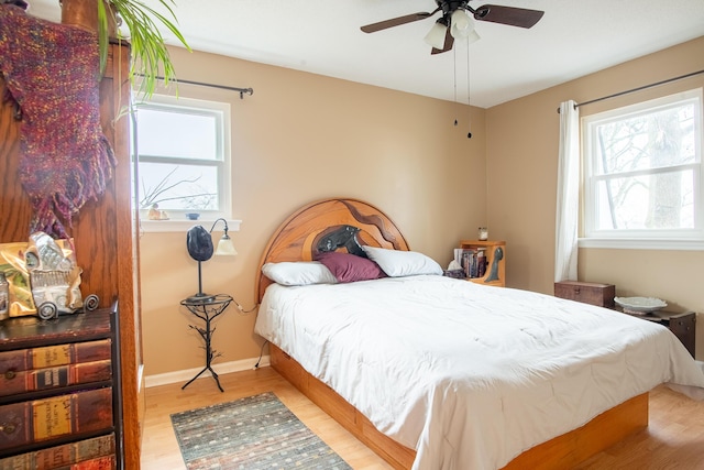 bedroom with light hardwood / wood-style flooring