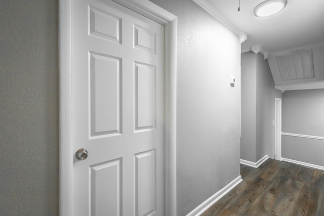 hallway featuring dark hardwood / wood-style flooring